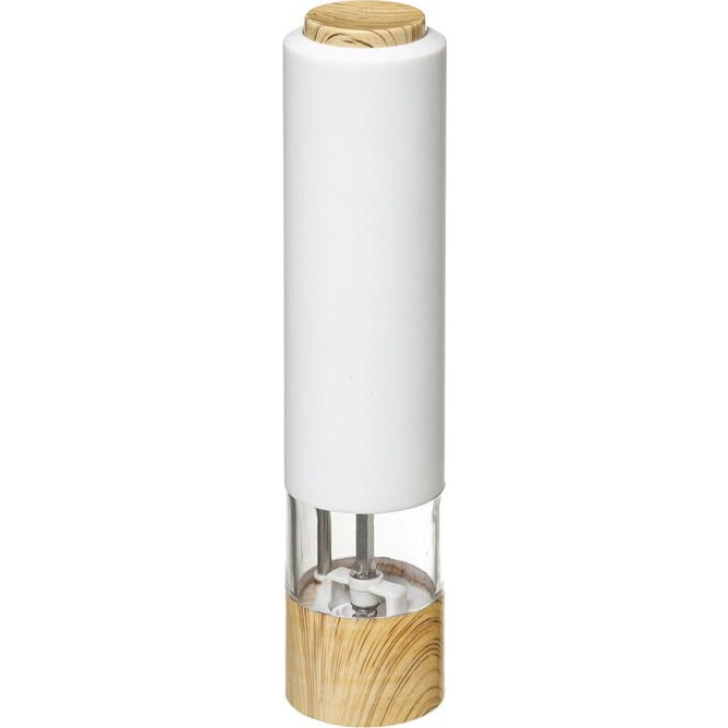 Ηλεκτρικός Μύλος Πιπεριού σε Λευκό χρώμα με ξύλινη λεπτομέρεια, 5.5X22.3 cm - Aria Trade