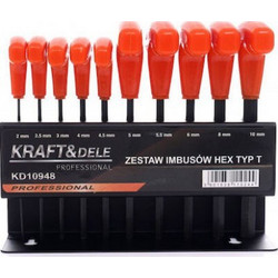 Σετ Κλειδιά Allen HEX Τύπου Τ με Βάση 10 τμχ Kraft&Dele KD-10948 - KD-10948 Kraft&Dele