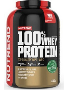 Nutrend 100% Whey Strawberry Πρωτεΐνη Ορού Γάλακτος Γράμμωσης Χωρίς Γλουτένη 2.25kg