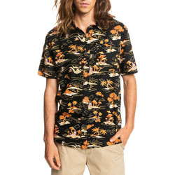 Quiksilver Simple Days Ανδρικό Πουκάμισο Βαμβακερό Εμπριμέ Κοντομάνικο Κανονική Γραμμή Μαύρο Πολύχρωμο