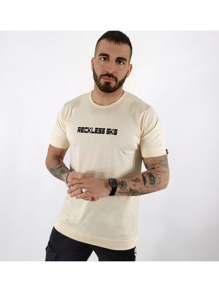Reckless T-Shirt Με Τύπωμα Σιλικόνης Μπέζ