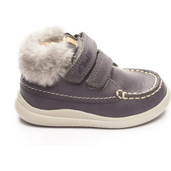 Clarks Παιδικά Μποτάκια Ανθρακί Δερμάτινα με Σκρατς με Γούνα 26130128