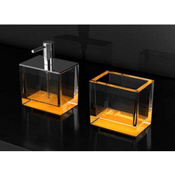 COLORI Glass Design Μοντέρνα Αξεσουάρ Μπάνιου Ποτηροθήκη και Dispenser σε 4 Χρώματα Κίτρινο