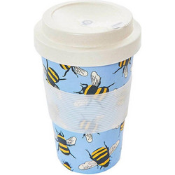 Eco Chic Ποτήρι Bamboo με Καπάκι Blue Bees 400ml E-U10B