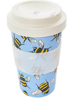 Eco Chic Ποτήρι Bamboo με Καπάκι Blue Bees 400ml E-U10B