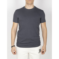 DSQUARED2 T-SHIRT ΚΟΝΤΟΜΑΝΙΚΟ ΓΚΡΙ ΜΕ ΛΑΙΜΟΚΟΨΗ ΣΤΕΝΗ ΓΡΑΜΜΗ