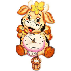 Bartolucci Pendulum Wooden Clock - Cow