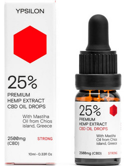 Ypsilon 25% Premium Hemp Extract CBD Oil Drops Strong 2500mg 10ml
