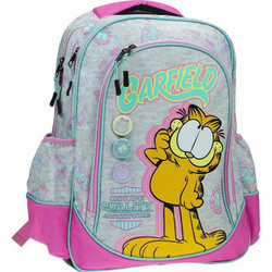 Back Me UP Garfield Σχολική Τσάντα Πλάτης Δημοτικού Ροζ Γκρι 334-91031