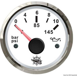 Όργανο Πίεσης Λαδιού 0-10Bar Inox Λευκό