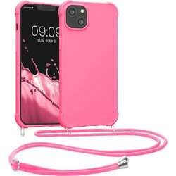 KWmobile Matte Θήκη Σιλικόνης με Λουράκι Neon Pink (iPhone 14 Plus)