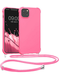 KWmobile Matte Θήκη Σιλικόνης με Λουράκι Neon Pink (iPhone 14 Plus)