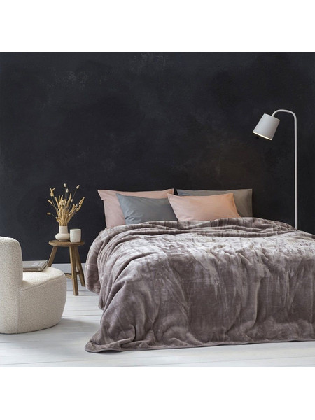 Κουβέρτα Βελουτέ Coperta Cigar Beige Nima Υπέρδιπλo 220x240cm Πολυέστερ