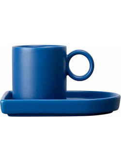 Niki Φλυτζάνι Espresso με Πιατάκι Κεραμικό Μπλε 12x8.5x7cm 8cl