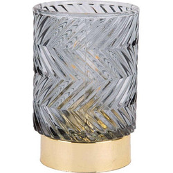 Κηροπήγιο Με Φωτισμό Led Zig Zag PT3689GY 8,5x13cm Grey Present Time Γυαλί