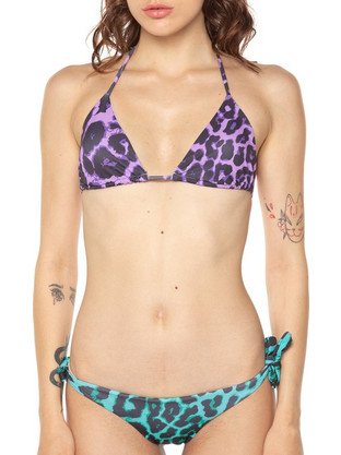Tooco Bikini Set Τριγωνάκι Animal Print Μωβ Τιρκουάζ TO0AP326
