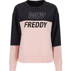 Freddy Γυναικείο Αθλητικό Φούτερ Μαύρο Ροζ F2WMVS1-P94N