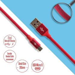 Καλώδιο Φόρτισης-Δεδομένων Micro usb 26cm Κόκκινο