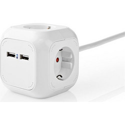 NEDIS EXSOC415UFWT EXTENSION SOCKET 4-WAY 1.50m 3680W H05VV-F 3G1.5mm WHITE