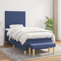 vidaXL Κρεβάτι Boxspring Υφασμάτινο Μπλε με Στρώμα 80x200cm 3136955