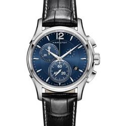 Hamilton Jazzmaster Ανδρικό Ρολόι Χρονογράφος με Μαύρο Δερμάτινο Λουράκι H32612741