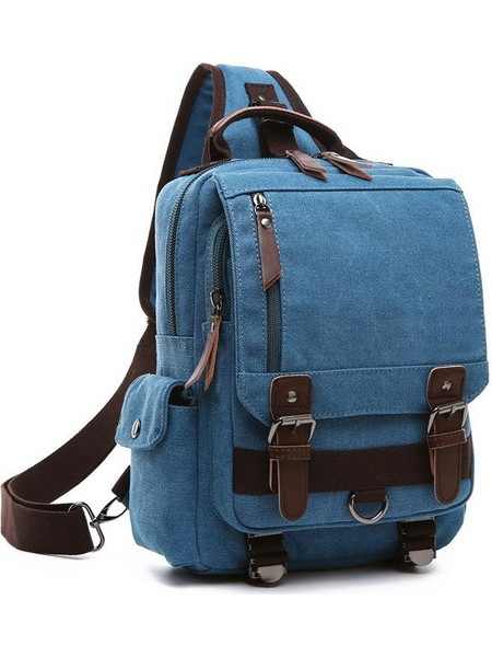 Outdoor Travel Messenger Canvas Chest Bag, Color: Blue (OEM)