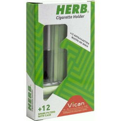 Herb Cigarette Holder & 12 φιλτράκια & θήκη - ασημι