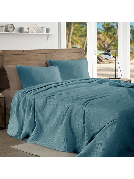 Κουβέρτα Πικέ Renk Petrol Lino 170x240εκ