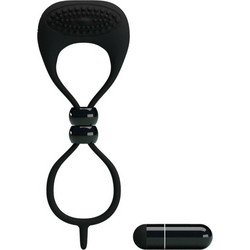 Pretty Love Double Ring Penis & Testicles Ρυθμιζόμενο Ελαστικό Δαχτυλίδι Πέους & Όρχεων Σιλικόνης Μαύρο
