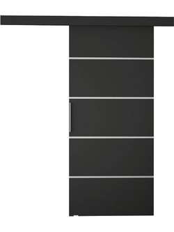 PoliHome Rubi III Πόρτα Εσωτερική Συρόμενη Laminate Μαύρη 77x205cm 162418879