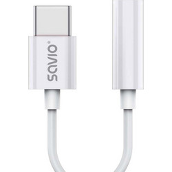 USB Type 3.1 C (M) - Jack 3.5mm (F) Audio adapter White SAVIO AK-51 (AK-51)
