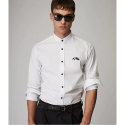 Stefan Ανδρικό Πουκάμισο Βαμβακερό Μακρυμάνικο Slim Fit με Mao Γιακά Λευκό 9052