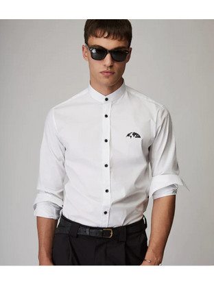 Stefan Ανδρικό Πουκάμισο Βαμβακερό Μακρυμάνικο Slim Fit με Mao Γιακά Λευκό 9052