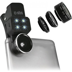 SBS LENS KIT 4 IN 1 (FISH EYE, MACRO, WILD ANGLE, FLASH)