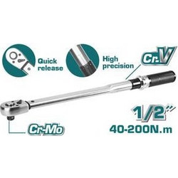 Total THPTW200N2 Δυναμόκλειδο Καρέ 1/2" Ροπής 40-200 Nm με Μήκος 50εκ