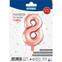Μπαλόνι μεταλλιζέ Stylex 40cm αριθμός 8 rosegold (14838)