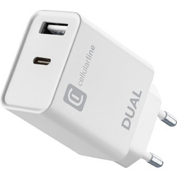 Cellular Line Φορτιστής Χωρίς Καλώδιο με Θύρα USB-A & USB-C 20W Power Delivery White