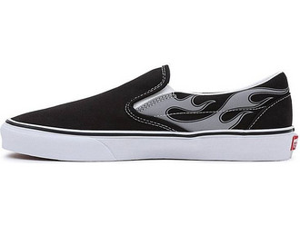 VANS UA CLASSIC REFLECTIVE FLAME SLIP-ON SHOES BLACK VN0A7Q5DBM81