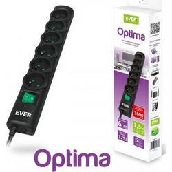 Ever Optima Πολύπριζο Ασφαλείας 6 Θέσεων με Διακόπτη και Καλώδιο 1.5m Μαύρο