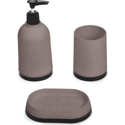 Easy bath σετ αξεσουάρ μπάνιου πλαστικό σε χρώμα taupe 3 τεμαχίων