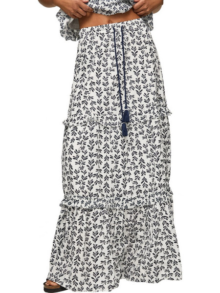 Pepe Jeans Prinella Μακριά Φούστα Υφασμάτινη Ψηλόμεση Μαύρη Λευκή PL901061