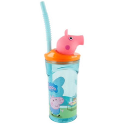 Stor 3D Peppa Pig Παιδικό Ποτήρι Πλαστικό BPA Free με Καλαμάκι Μπλε 360ml