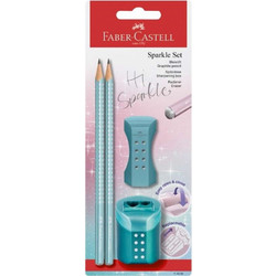 Faber-Castell Sparkle Roll On Σετ 2 Μολύβια & Γόμα & Ξύστρα Metallic Ocean