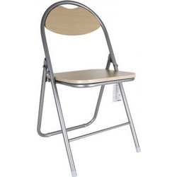 Πτυσσόμενη Καρέκλα Confortime από Ξύλο και Μέταλλο, Διαστάσεων:44x4x80cm, Γκρι Χάλυβα
