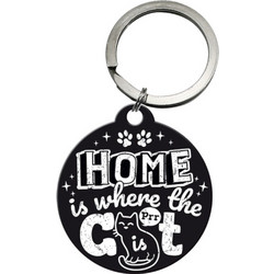 Nostalgic Μπρελόκ στρόγγυλο Home is where the cat is black