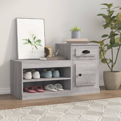 vidaXL Παπουτσοθήκη Σκαμπό Ξύλινη Γκρι Μ100xΠ42xΥ60cm 816422