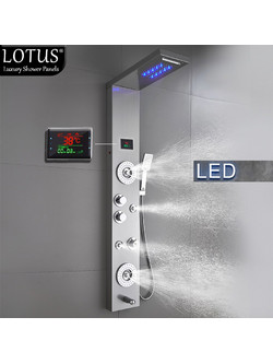 ΣΤΗΛΗ ΥΔΡΟΜΑΣΑΖ LOTUS(R) 140x48 ΜΕ LED & ΨΗΦΙΑΚΗ ΟΘΟΝΗ INOX 304 ΝΤΟΥΣ 10 ΕΞΟΔΩΝ | Spa LO-320CR |
