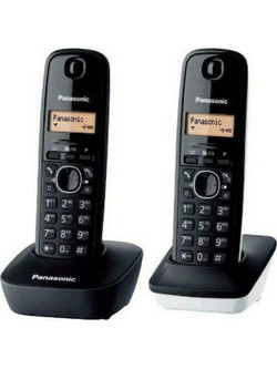 Panasonic KX-TG1612 Ασύρματο Τηλέφωνο Σετ Duo Μαύρο Μάυρο Λευκό