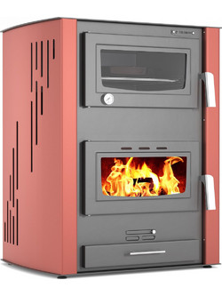 Thermiki ATS Hydro Masina 90-30 Red Ατσάλινη Ξυλόσομπα Καλοριφέρ με Φούρνο 35kW