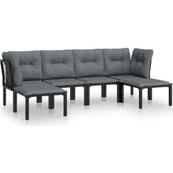vidaXL Σετ Σαλόνι Κήπου Rattan 6τμχ Μαύρο 3187762